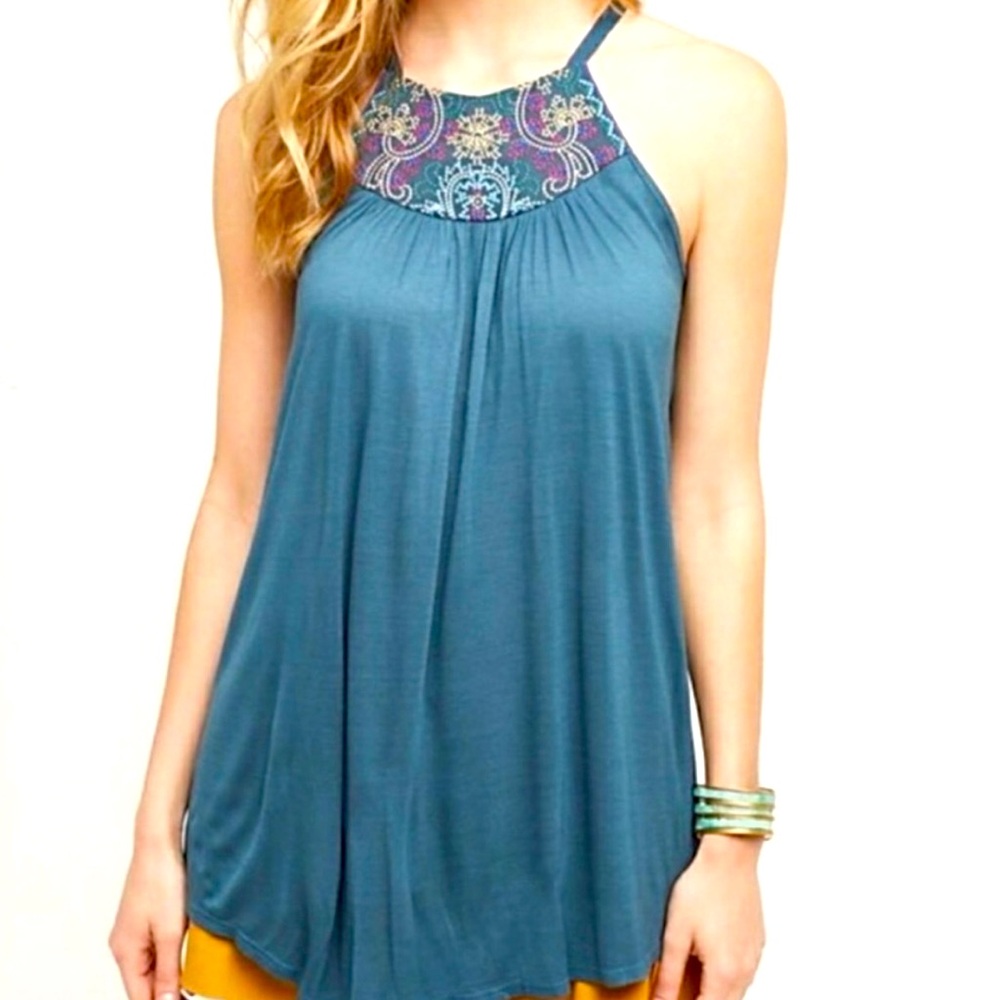 NWT Anthropologie Teal Blue One September Swing Tank